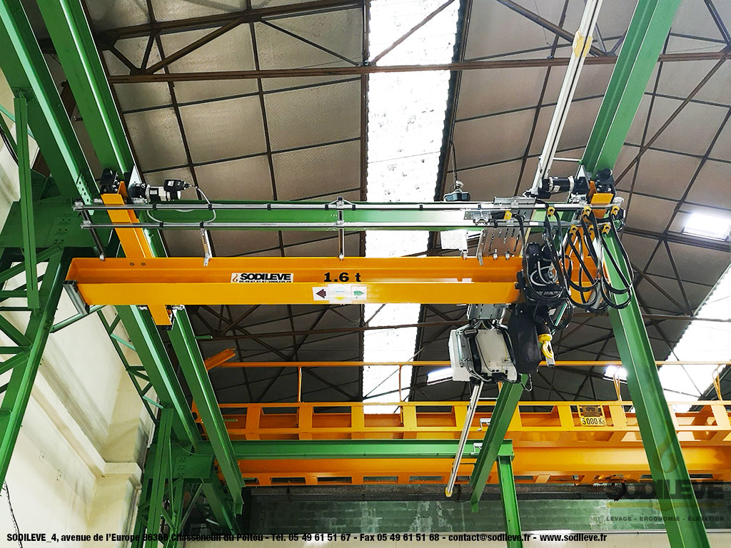 Pont roulant 1,6T + Palan à chaine électrique VR + Chariot motorisé - SODILEVE